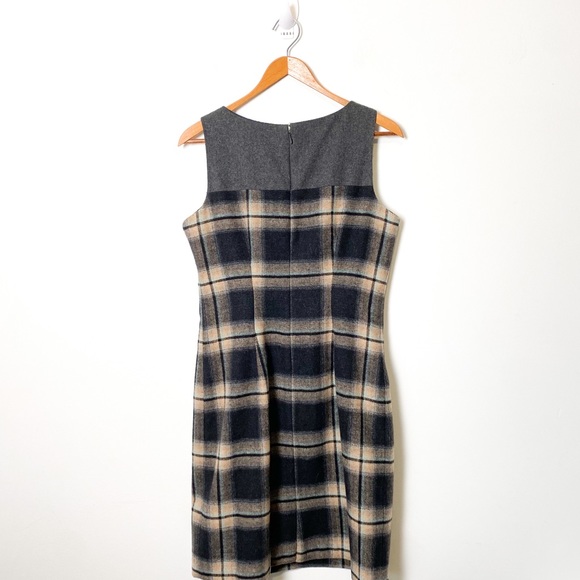 Tommy Hilfiger Wool Plaid Tartan Shift Tan Grey preppy dress - Picture 8 of 8